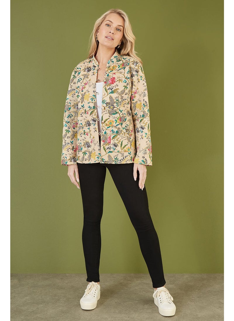 Floral Print Reversible Cotton Quilted Jacket