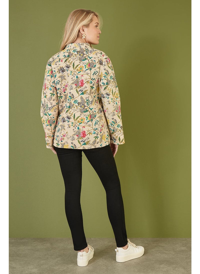 Floral Print Reversible Cotton Quilted Jacket