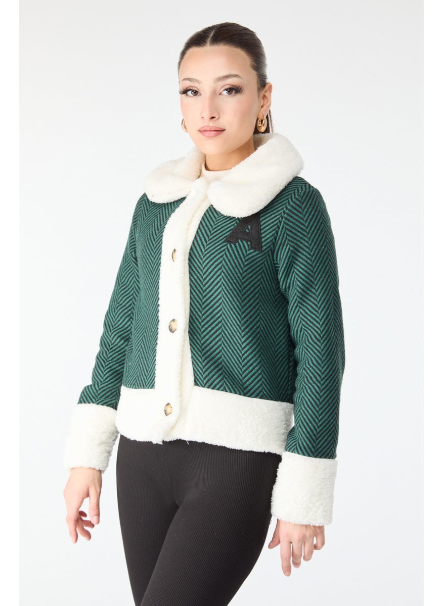 13096-Emerald Printed Plush Jacket