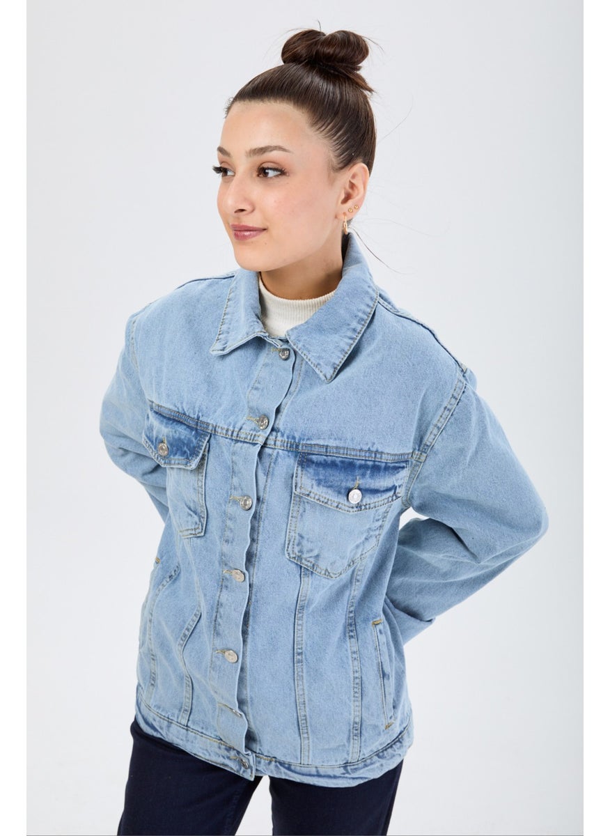 23814 Ice Blue Snow Flota Pocket Denim Jacket