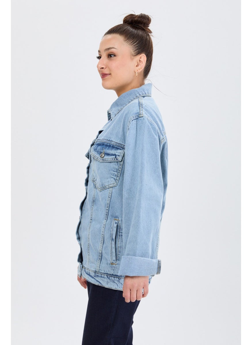 23814 Ice Blue Snow Flota Pocket Denim Jacket