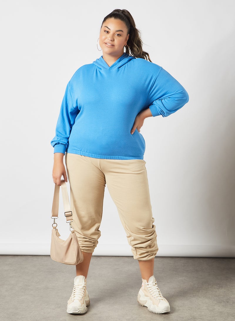 Plus Size Long Sleeve Hoodie Blue