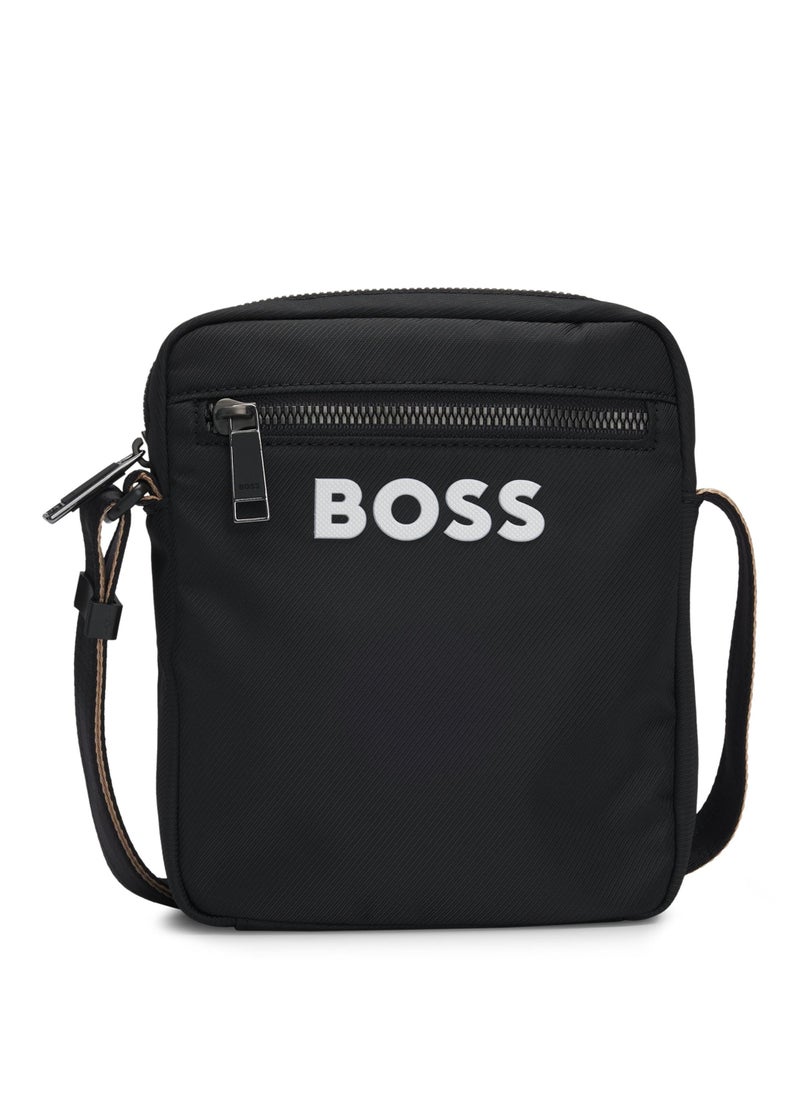 Crossbody bag with contrast logo and signature-stripe strap