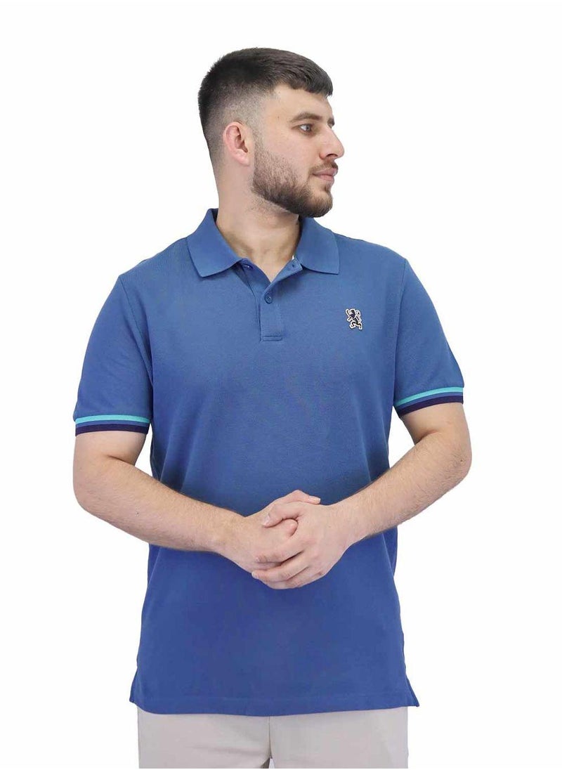 Men's Performance Slim Fit Lion Embroidery Solid Polo