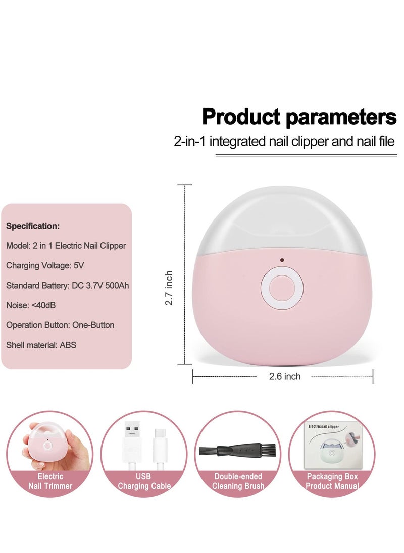 Automatic Electric Nail Clippe, USB Rechargeable Safety Fingernail Trimmer with LED Light & 2 Speeds with Nail Scraps Storage for Baby, Kids, Seniors and Adult