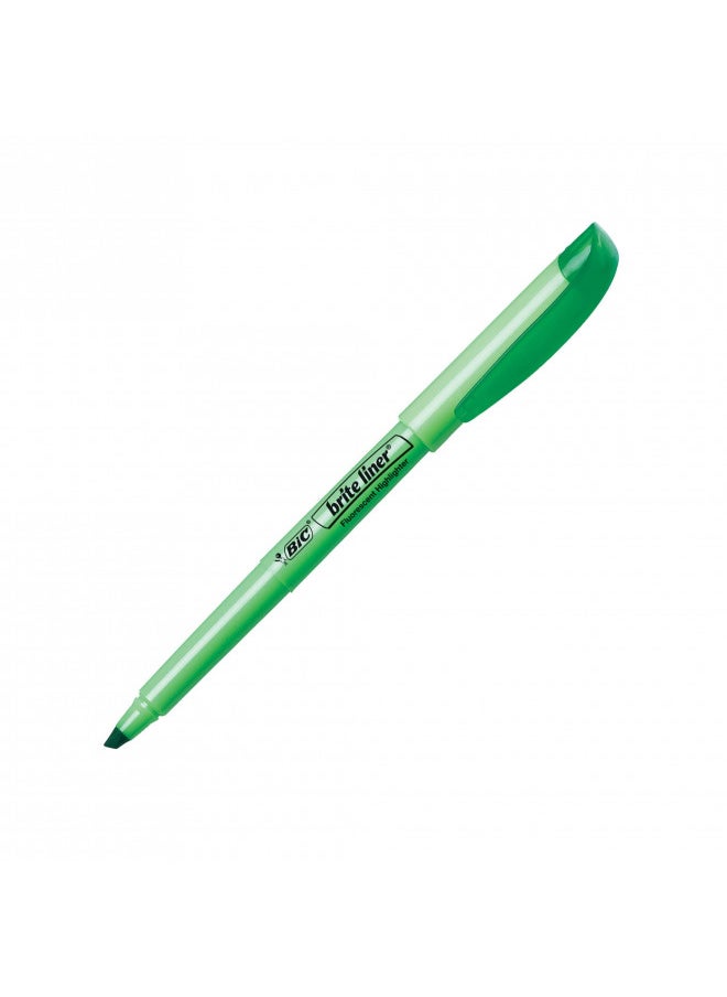 BIC Brite Liner Highlighter, Chisel Tip, Green, 12-Count (BL11-GREEN)