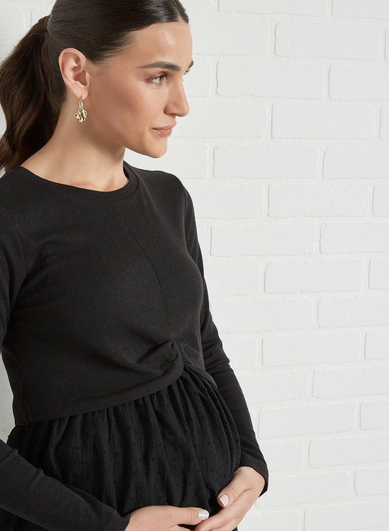 Maternity Double Layer Top Black