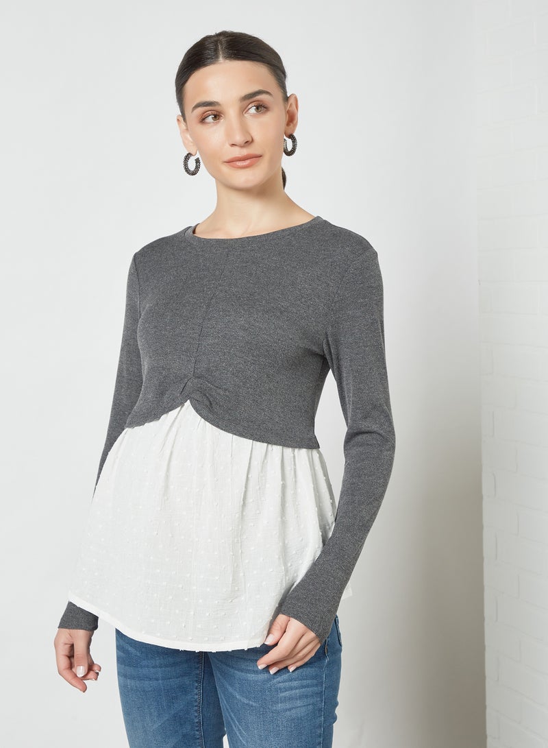 Maternity Double Layer Top Charcoal