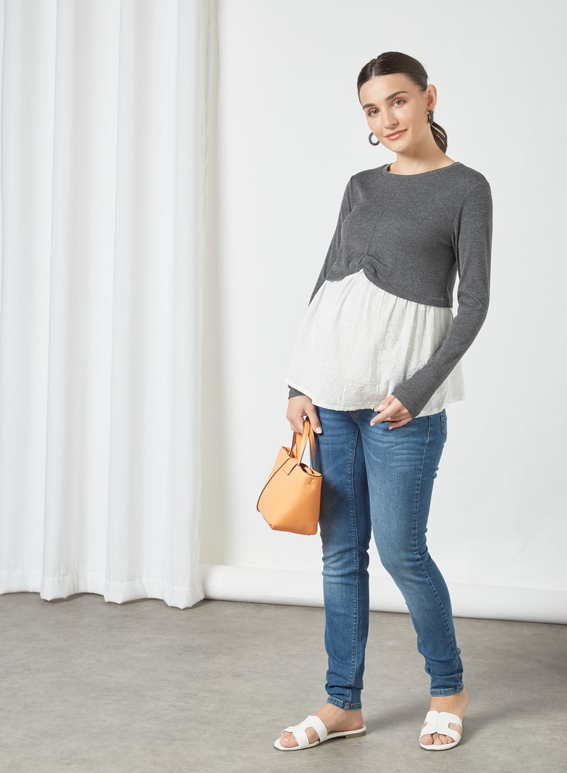 Maternity Double Layer Top Charcoal