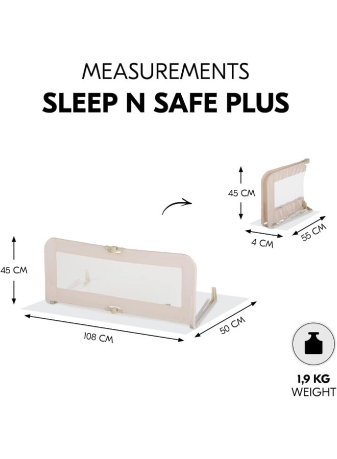 Sleep N Safe Plus Bed Rail For Children 108 X 50 X 44 Cm, Foldable 55 X 4 X 45 Cm, Portable, With Mesh - Beige