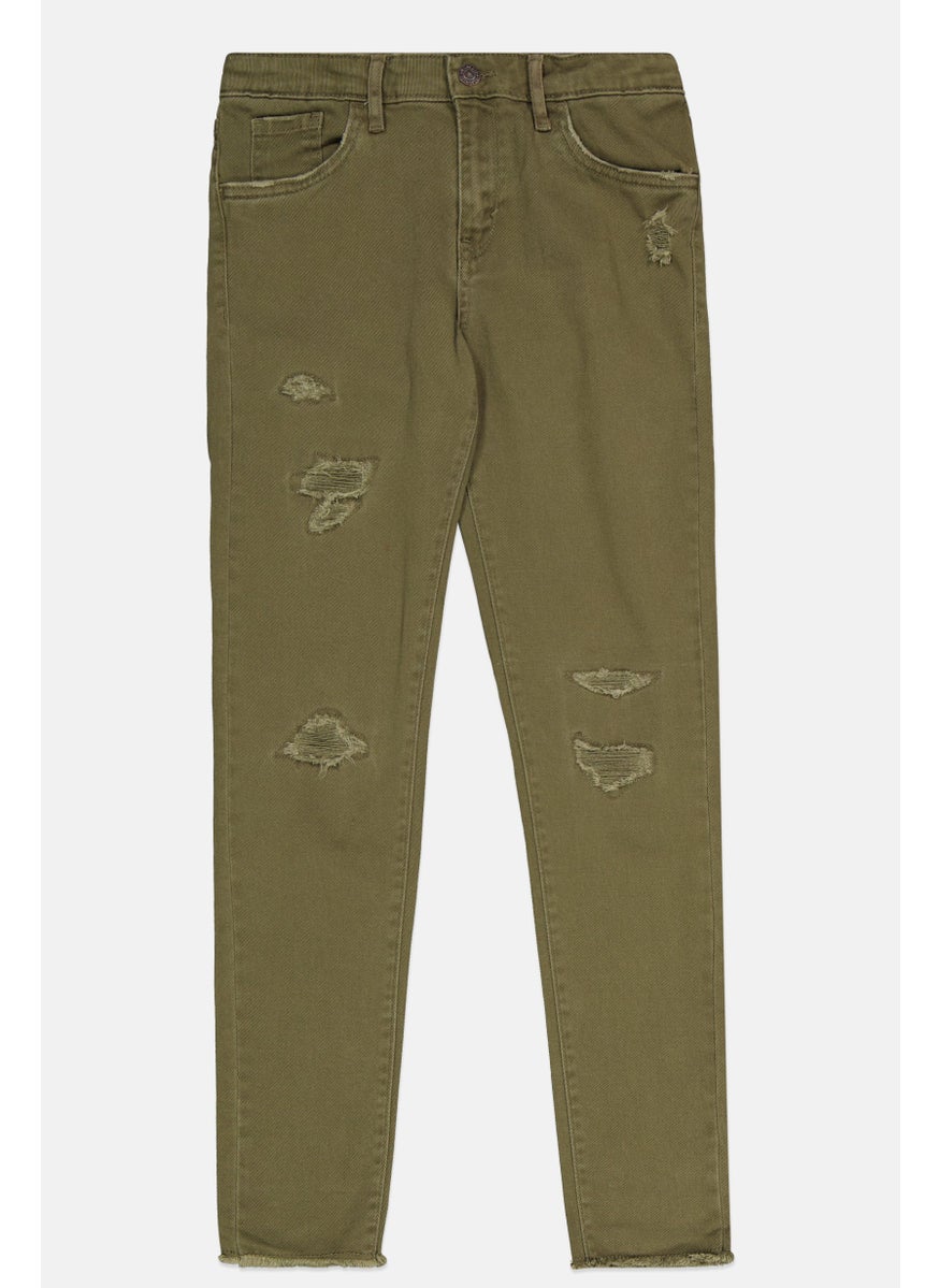 Kids Girl Super Skinny Jeans, Olive