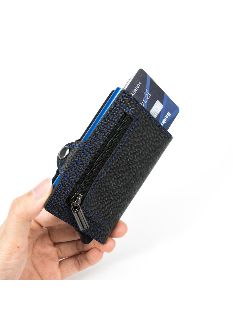 Cache Genuine Leather Wallet / Coin Slot / Money Clip / 8 Card Slots / RFID Protection / Compact Design / Lightweight Design / Multiple Compartment - Black