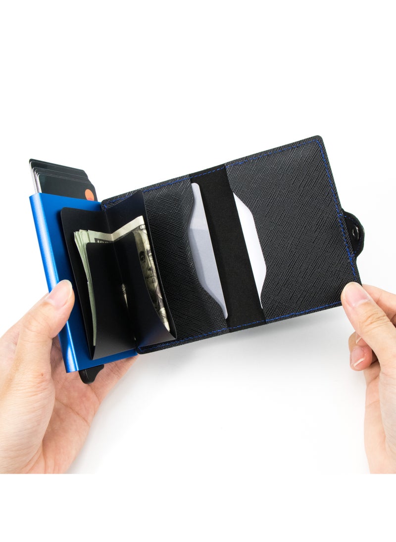 Cache Genuine Leather Wallet / Coin Slot / Money Clip / 8 Card Slots / RFID Protection / Compact Design / Lightweight Design / Multiple Compartment - Black