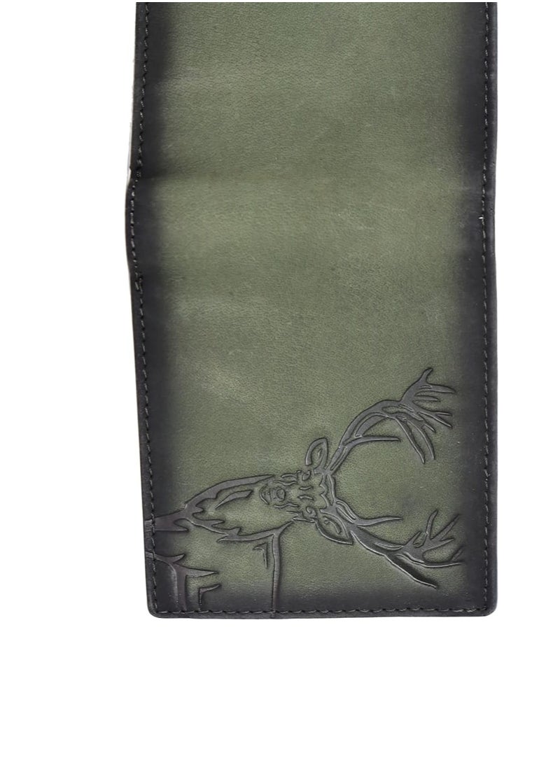 LONDON ALLEY Elk Barnished Vintage Green Men's Leather Wallet