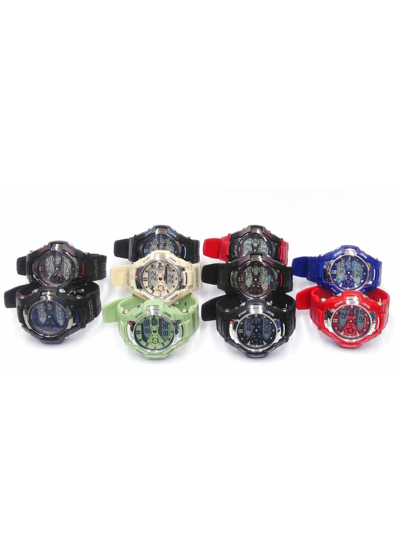 Digital Sports Watches, Assorted Colors, Set of 10