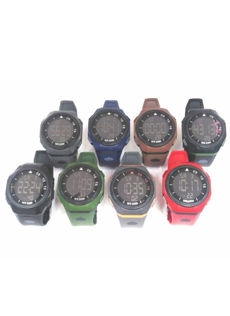 Digital Sports Watches, Assorted Colors, Set of 10