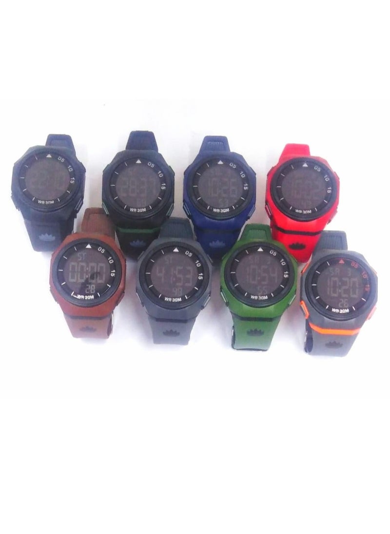 Digital Sports Watches, Assorted Colors, Set of 10