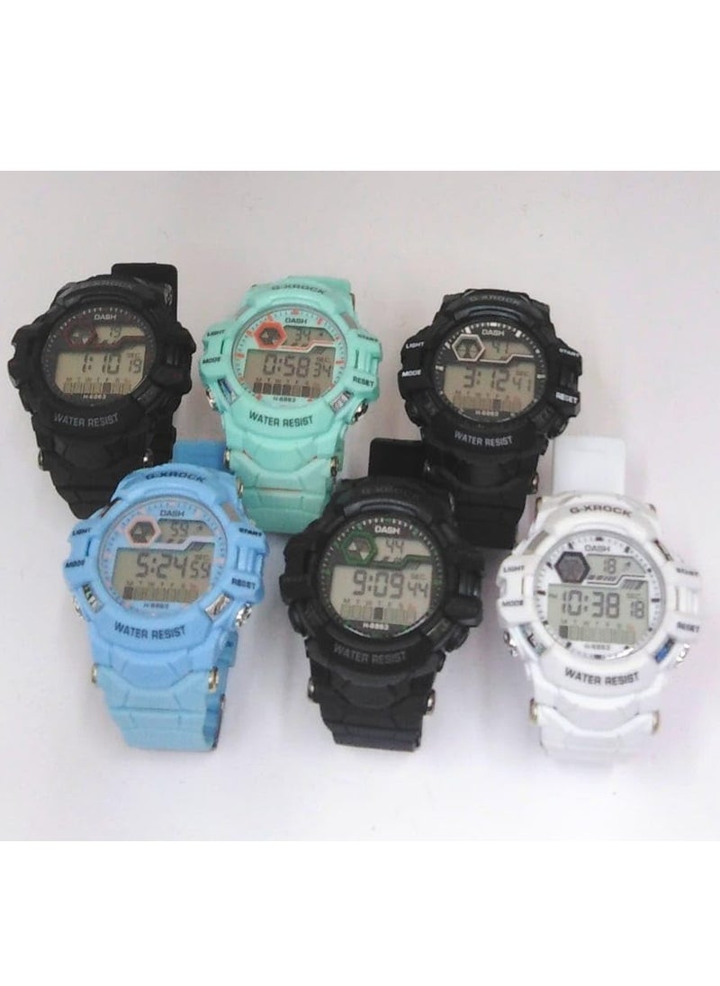 Digital Sports Watches, Assorted Colors, Set of 10