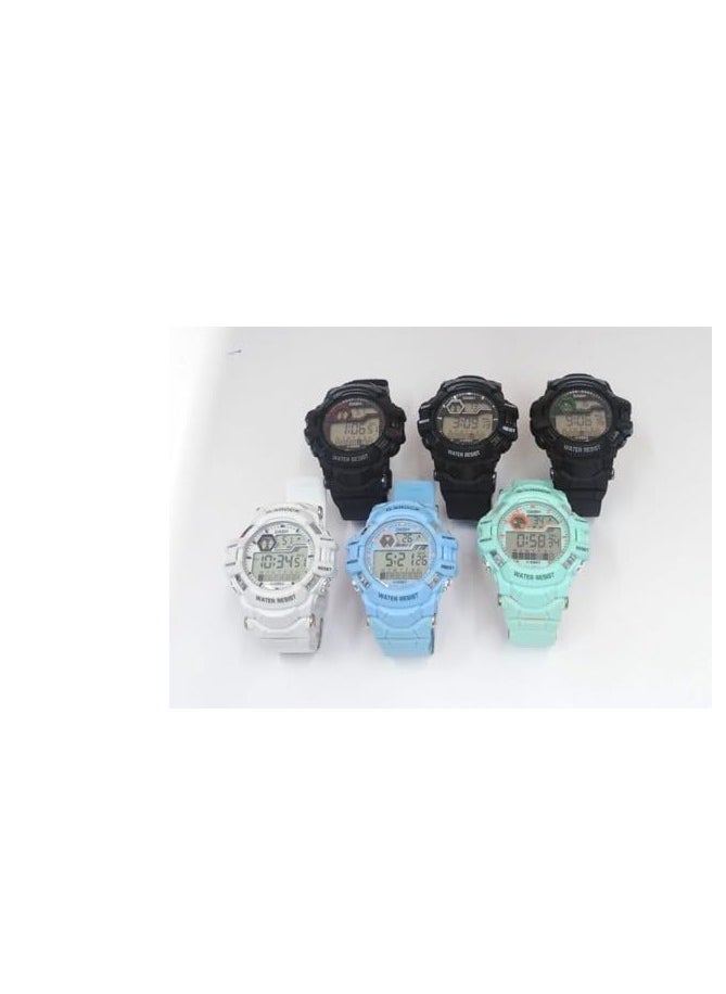 Digital Sports Watches, Assorted Colors, Set of 10