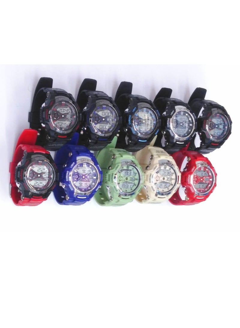 Sports Watches, ADigital ssorted Colors, Set of 10