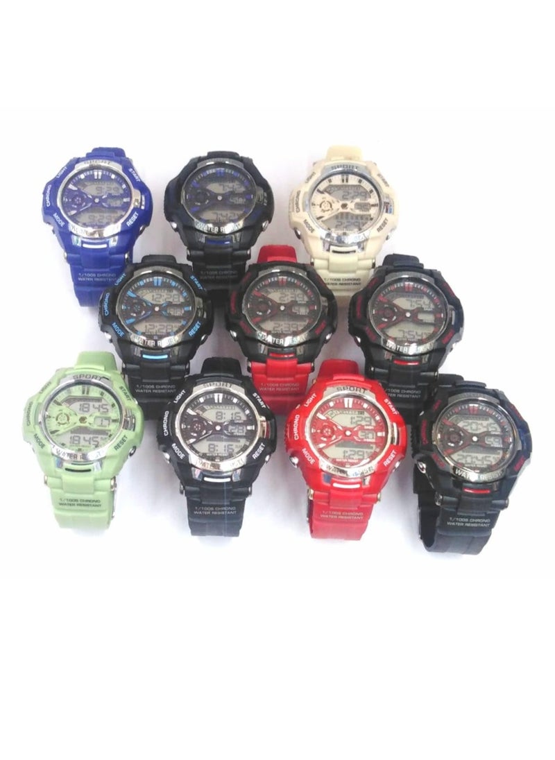 Sports Watches, ADigital ssorted Colors, Set of 10