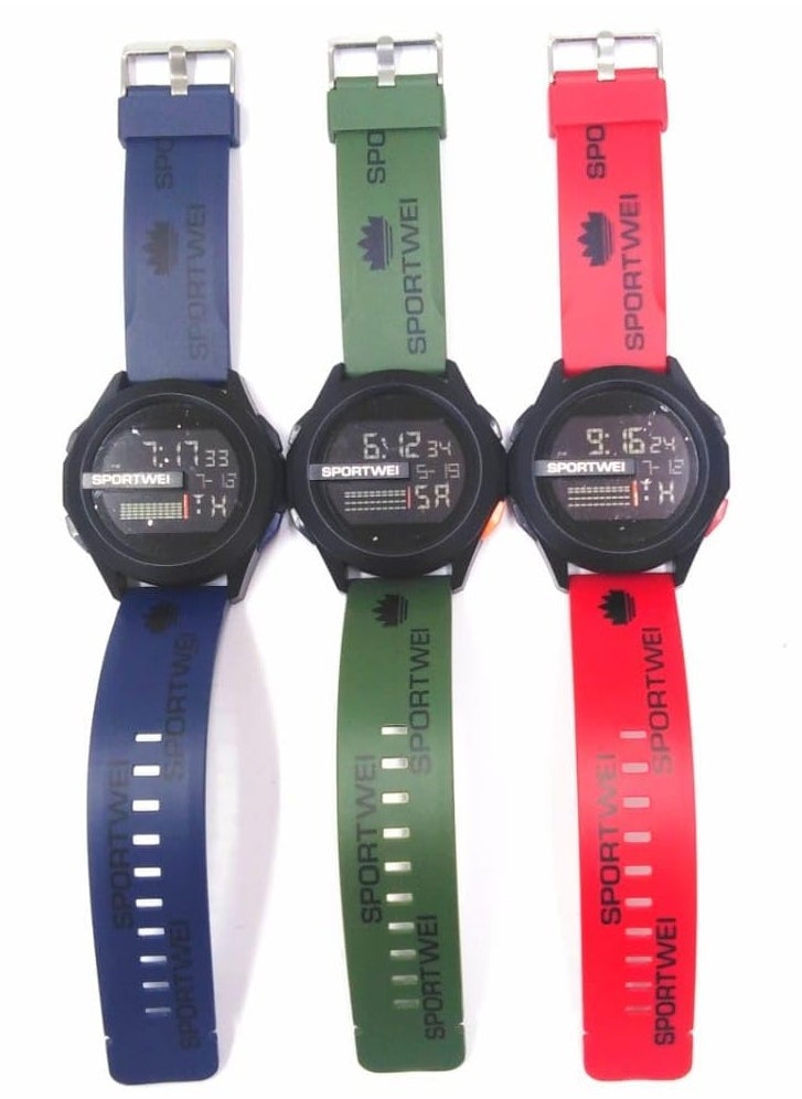 Digital Sports Watches, Assorted Colors, Set of 10