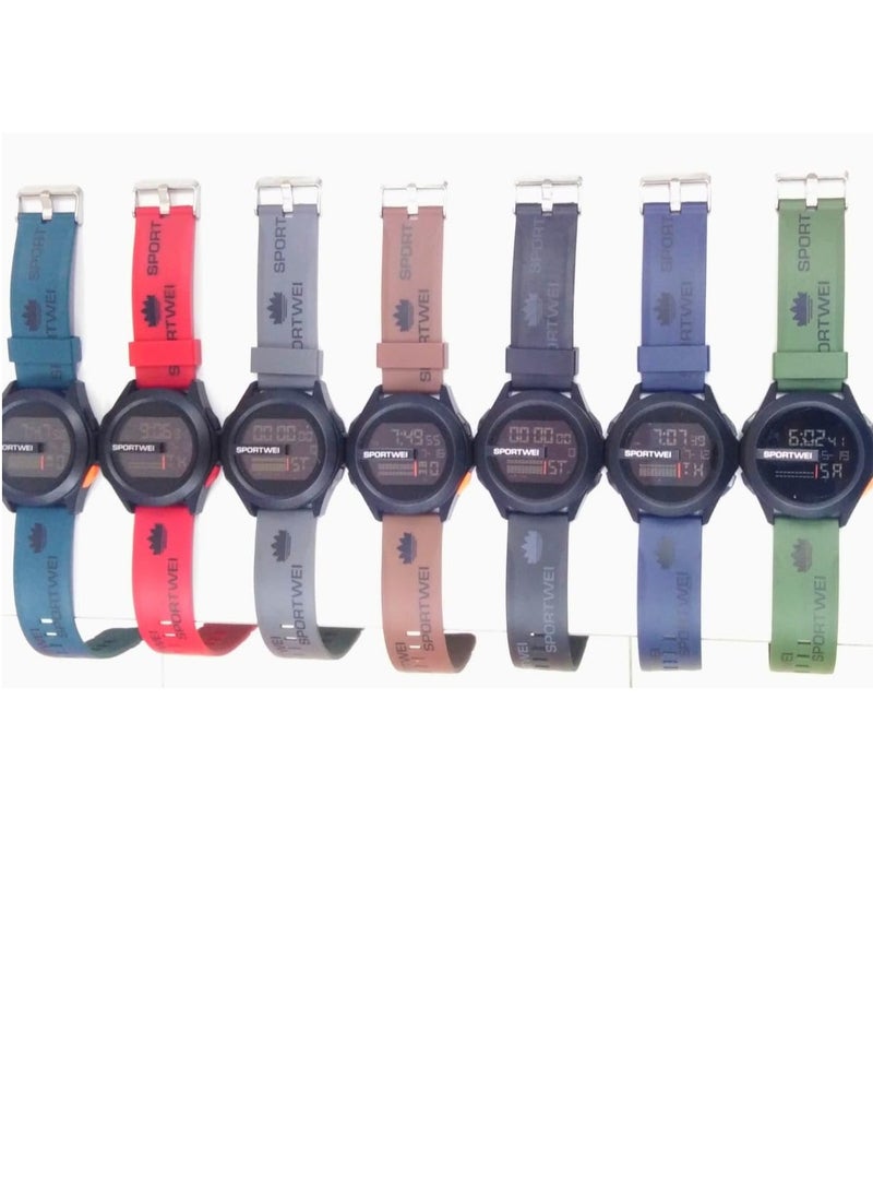 Digital Sports Watches, Assorted Colors, Set of 10