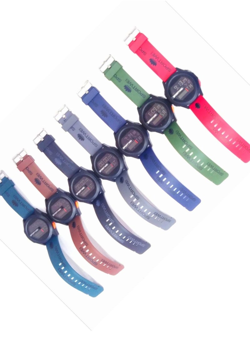 Digital Sports Watches, Assorted Colors, Set of 10