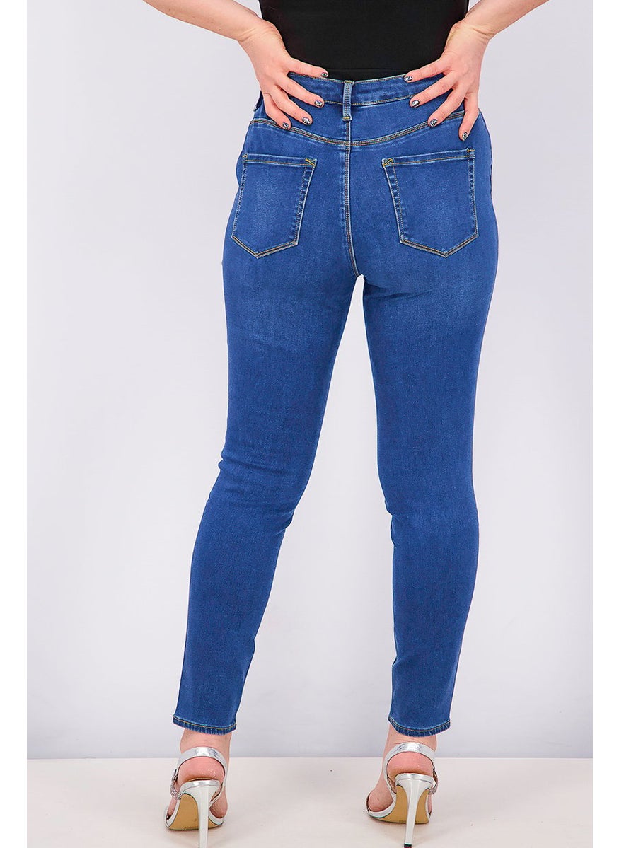 Women Slim Fit Washed Skinny Jeans, Blue Denim