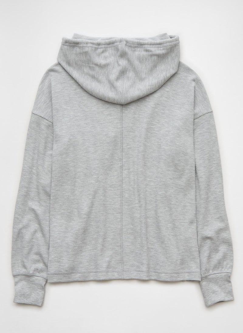 Oversized Waffle Drawstring Hoodie