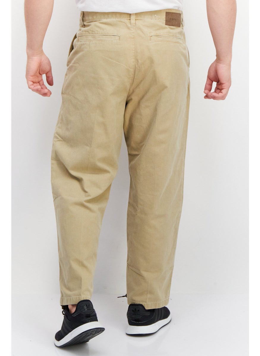 Men Balloon Fit Solid Non Stretch Chino Pants, Beige