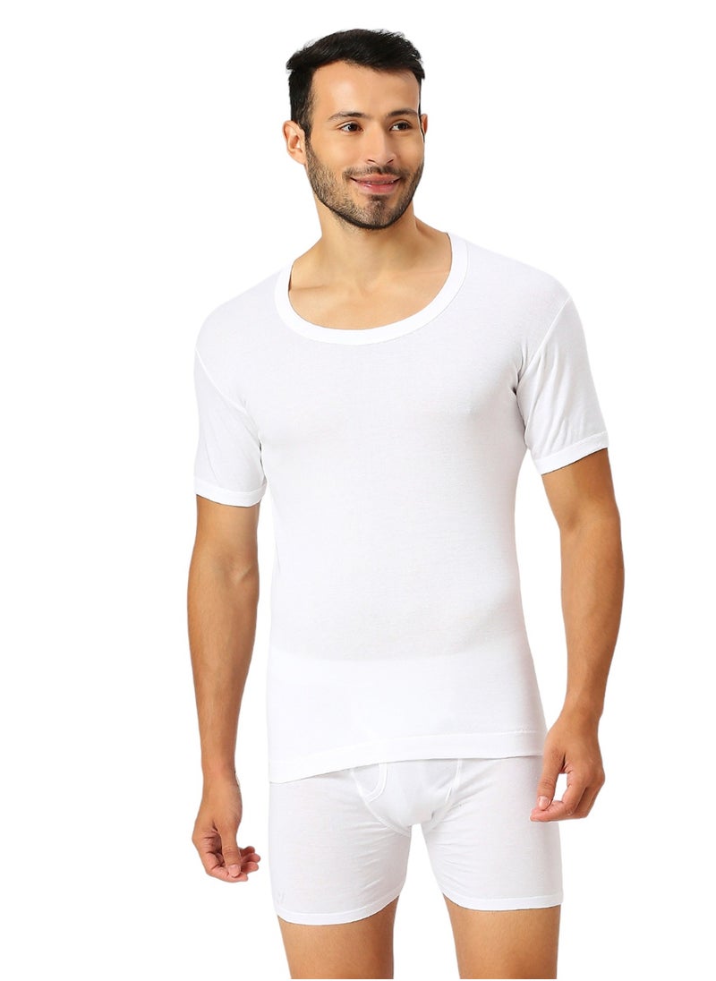 MEN'S ROUND NECK COTTON UNDERSHIRT (PACK OF 3) - WHITE