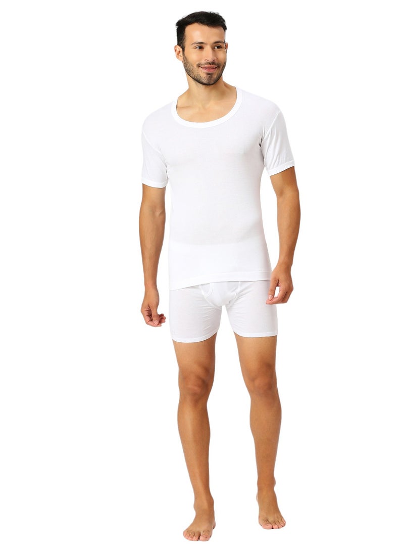 MEN'S ROUND NECK COTTON UNDERSHIRT (PACK OF 3) - WHITE