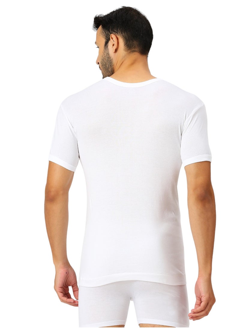 MEN'S ROUND NECK COTTON UNDERSHIRT (PACK OF 3) - WHITE