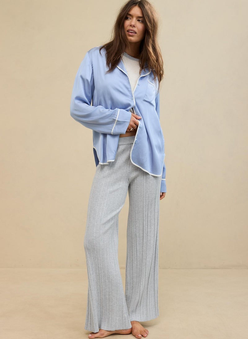 High Waisted Wide Leg Sweater Pant