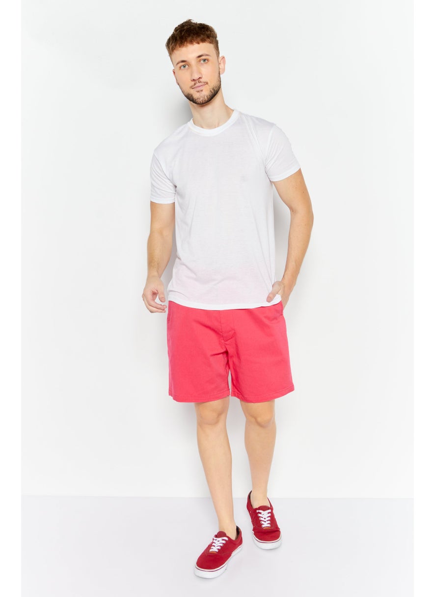 Men Solid Chino Short, Dark Pink