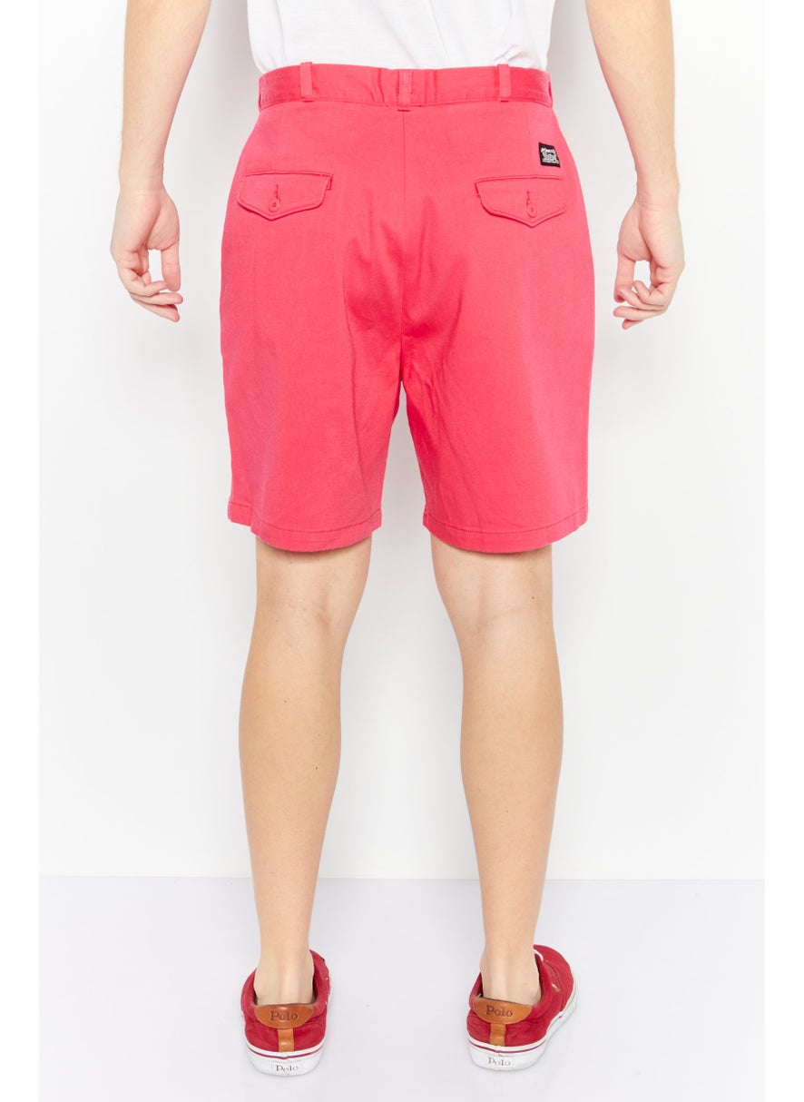 Men Solid Chino Short, Dark Pink