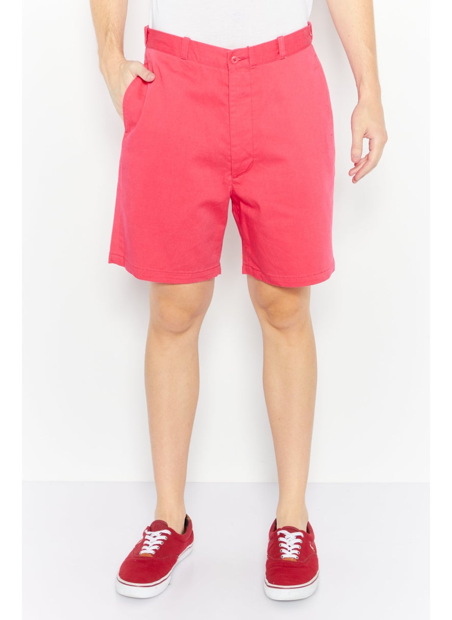 Men Solid Chino Short, Dark Pink