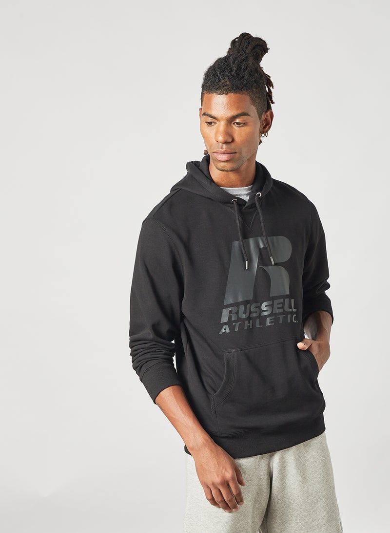 Logo Print Hoodie Black