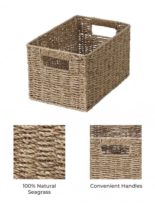 StorageWorks Baskets for Organizing, Wicker Baskets with Built-in Handles, Storage Basket, Seagrass Baskets for Shelves (Medium 2-Pack, Natural Water Hyacinth)