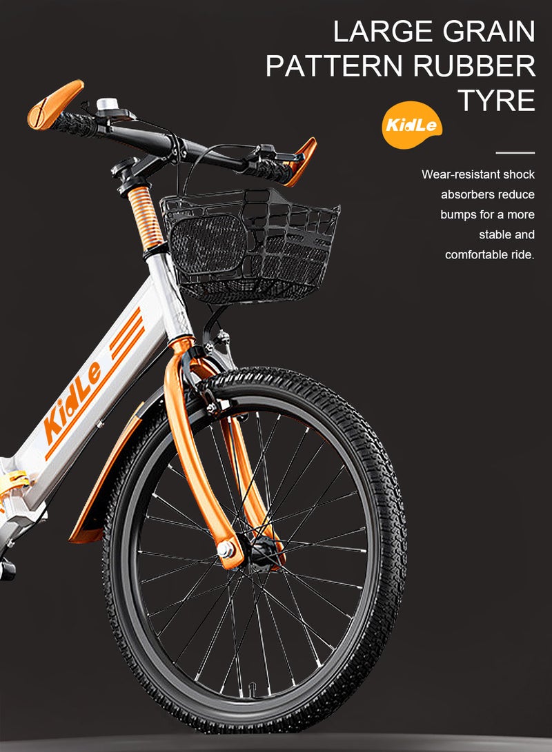 Folding Speed Children's Mountain Bike, High Carbon Steel Children's Bicycle Body, Lightweight And Stable, With Exquisite Basket 18inch
