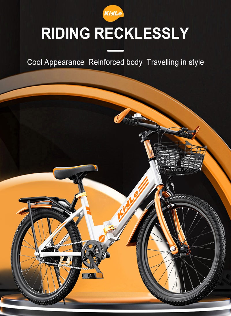 Folding Speed Children's Mountain Bike, High Carbon Steel Children's Bicycle Body, Lightweight And Stable, With Exquisite Basket 18inch