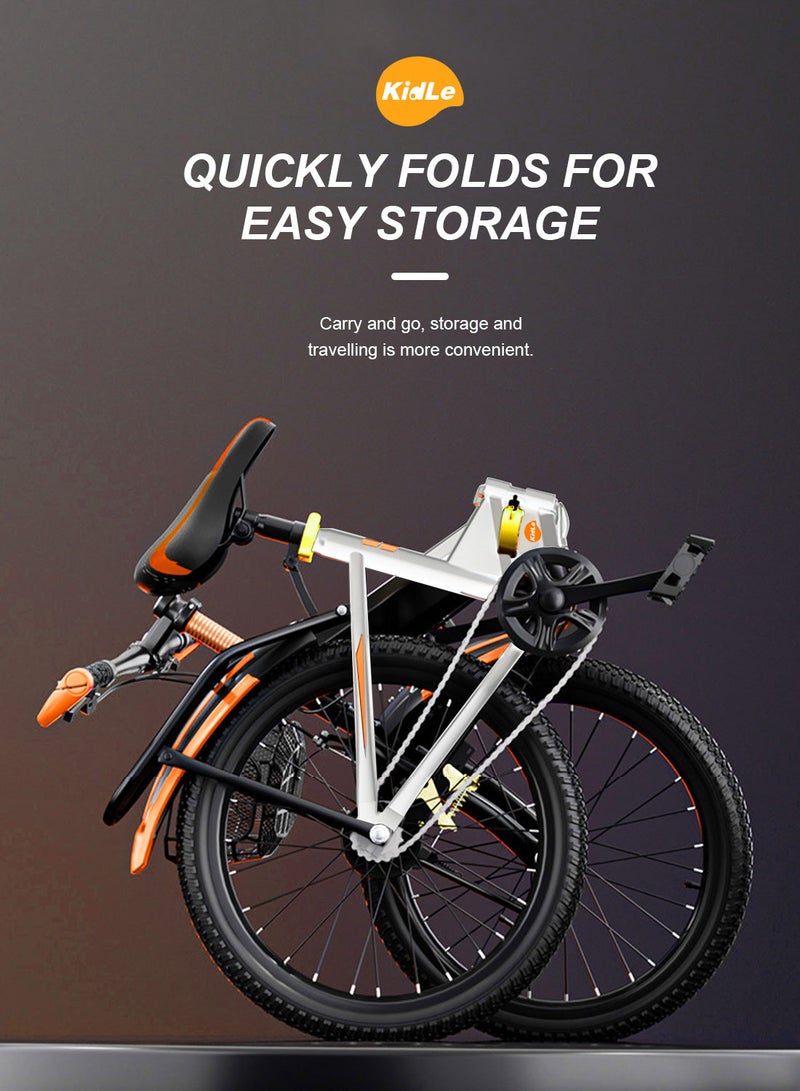 Folding Speed Children's Mountain Bike, High Carbon Steel Children's Bicycle Body, Lightweight And Stable, With Exquisite Basket 18inch