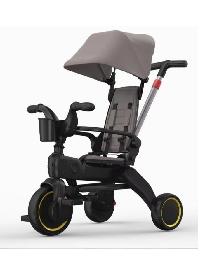 Lightweight Foldable Stroller with PA66 Body & Aluminum Alloy Handle | EVA Wheels (10'' Front, 8'' Rear) | Removable Armrests, Car Basket & Storage Bag Included | TPR Grip for Comfort