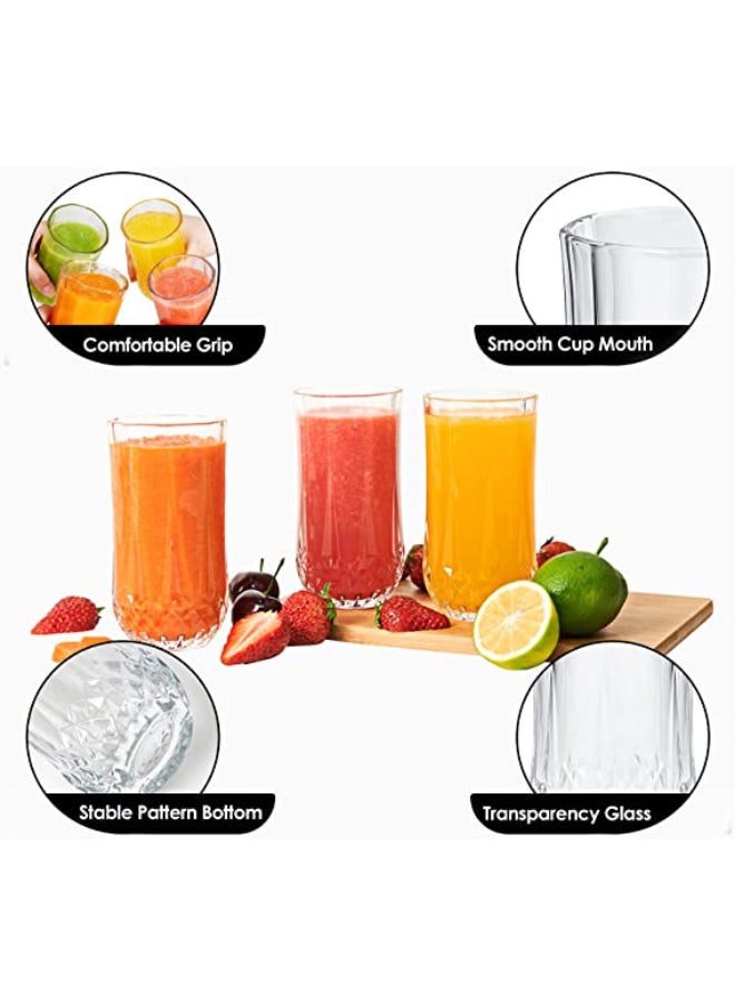 Highball Drinking Glasses Set of 6 Clear Cocktail Glasses