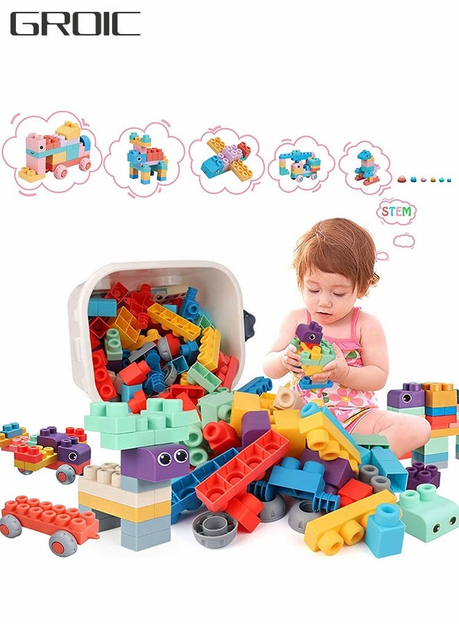 Soft Building Block Sets for Kids,Top STEM Building Blocks,Large Construction Block Toys for Toddler,Soft Rubber Building Block Early Educational Toy,Sensory Stacking Rock