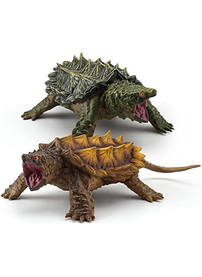 Snapping Turtle Model 2pcs Turtle Figure Wild Life Realistic Tortoise Figures Toy Table Decorations