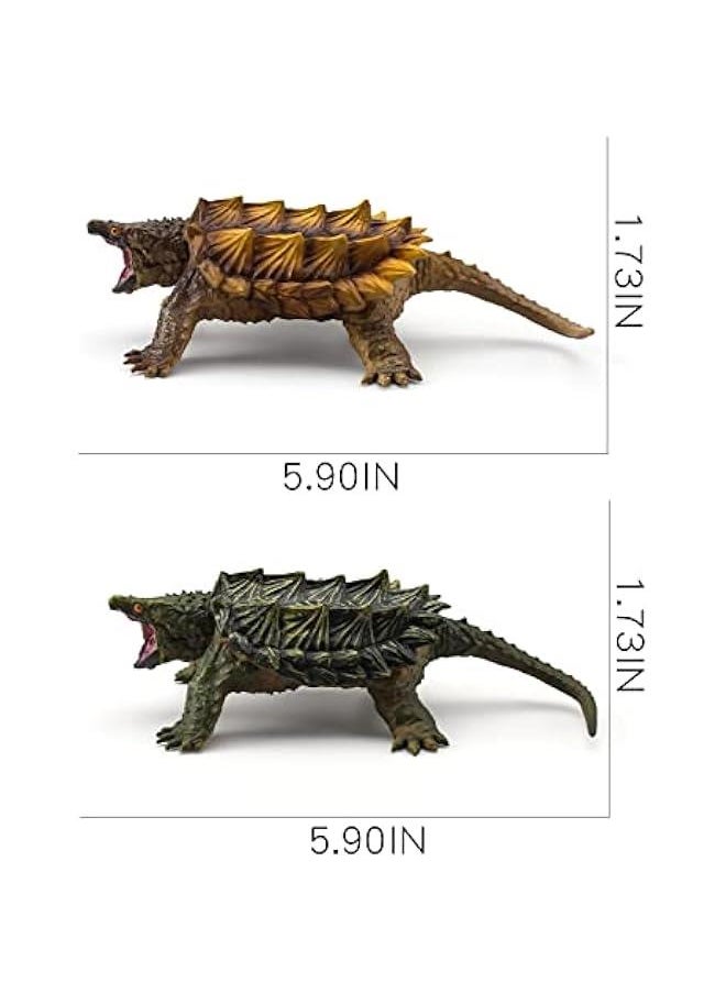 Snapping Turtle Model 2pcs Turtle Figure Wild Life Realistic Tortoise Figures Toy Table Decorations