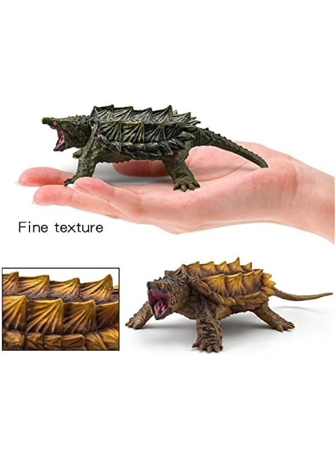 Snapping Turtle Model 2pcs Turtle Figure Wild Life Realistic Tortoise Figures Toy Table Decorations