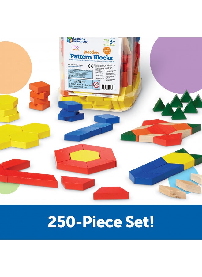 Learning Resources Wooden Pattern Blocks, Early Math Concepts, Set of 250, Ages 3+